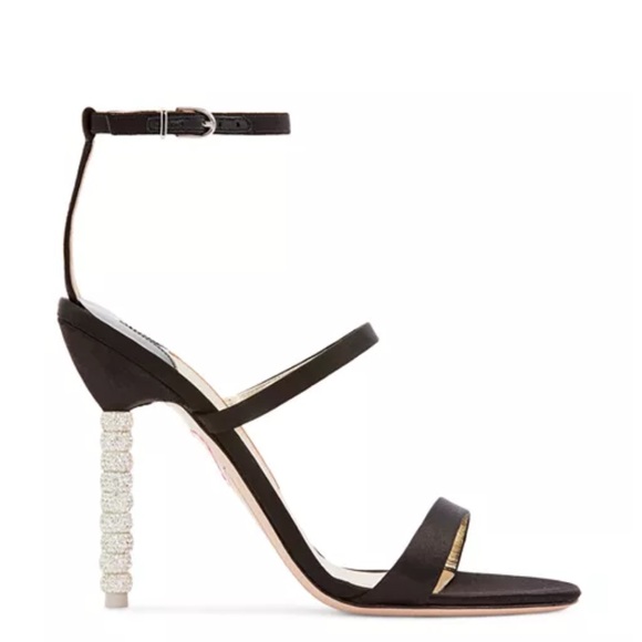Sophia Webster Rosalind Black Satin with Crystal Heel - Picture 1 of 4